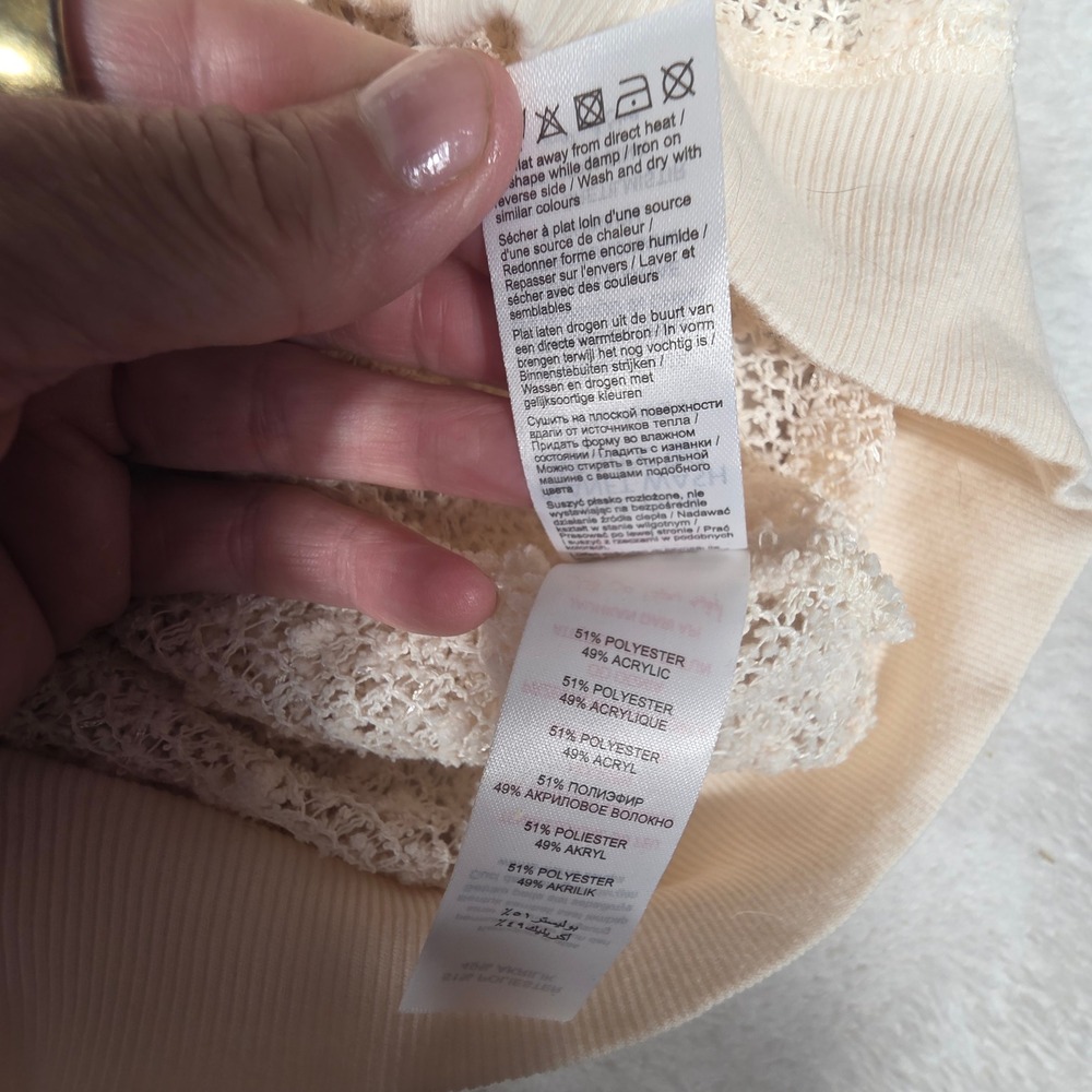Unbranded Open Knit Sweater Women Medium Cream Good Textured Boho Fairycore - Picture 8 of 8